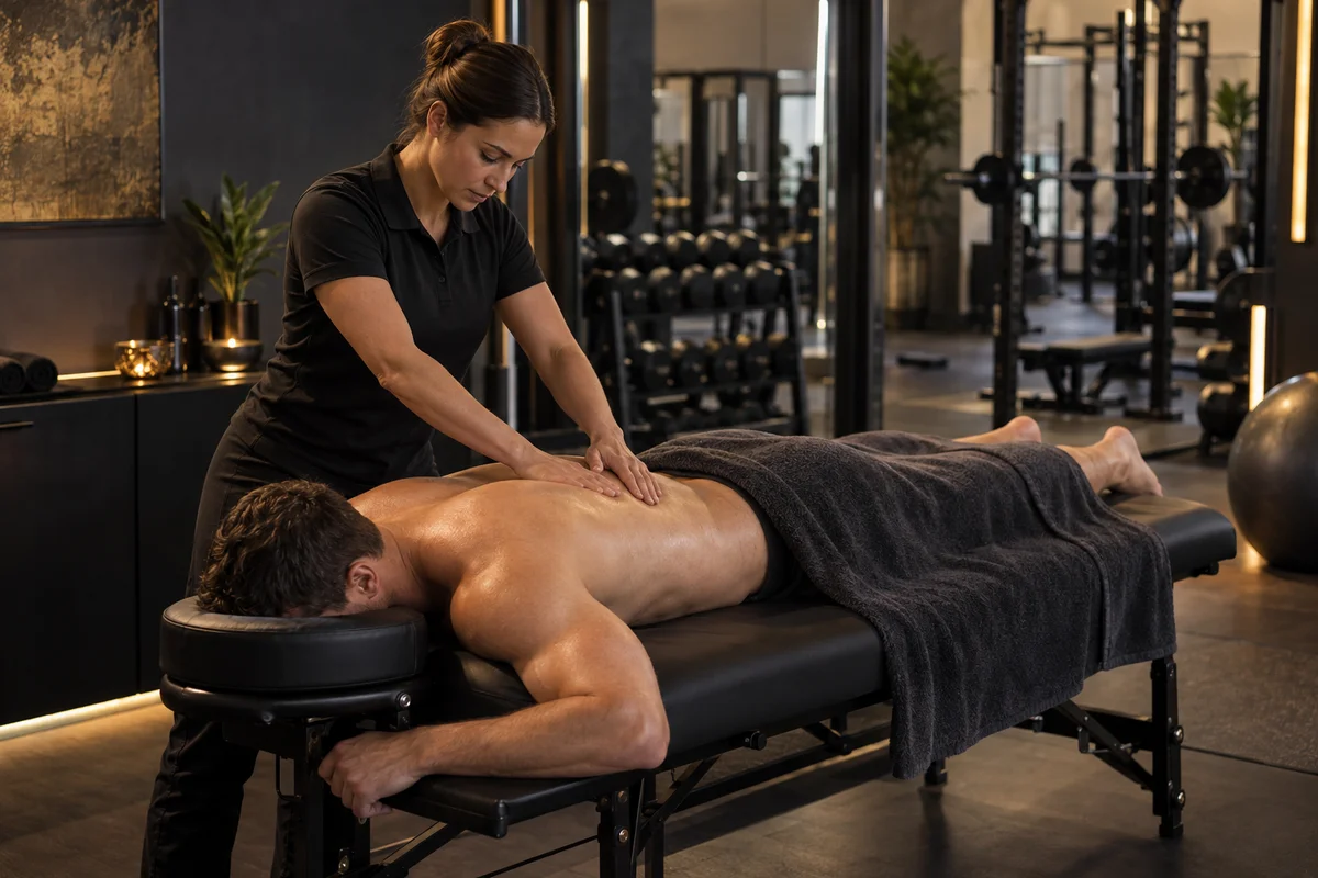 Masaje profesional de espalda en una sesión de cuerpo completo